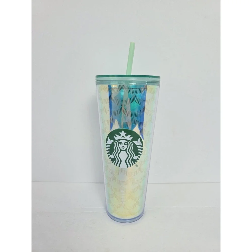 Starbucks Tumbler 24oz‎ Irridescent travel cup green blue
